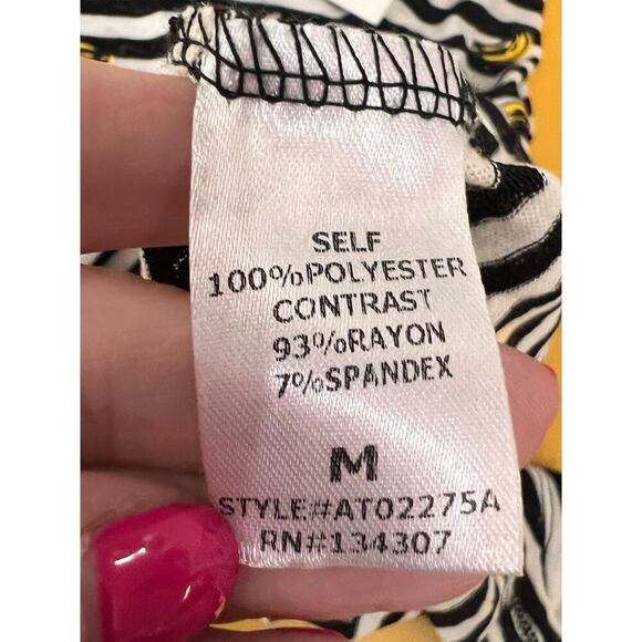 Lumiere Black White Striped Banana Print Short Sleeve Crewneck T-Shirt M NWT - Picture 5 of 7
